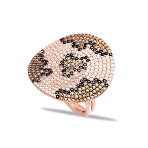 Anillo de plata con diseño geométrico de leopardo para mujer, joyería turca hecha a mano, venta al por mayor - Product Image 1