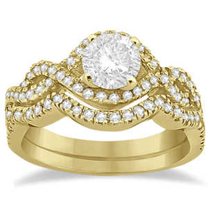 แหวนหมั้นและแหวนแต่งงานทองคำ 14K สีเหลืองประดับเพชรทรงอินฟินิตี้ 0.60 กะรัต ชุดเครื่องประดับชั้นดี - Product Image 3