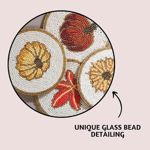 Best Theme Design Glass Beads <b>Table</b> <b>Coaster</b> Set Round Woven Jute Tableware Decorative Beasts for Parties and Other Functions - Product Image 4