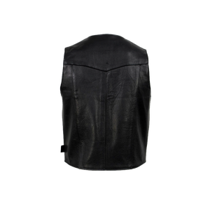 Motorcycle Leather <b>Vest</b> for <b>Men</b> With Concealed Pocket Adjustable Laces Biker Riders Leather <b>Vest</b> - Product Image 3