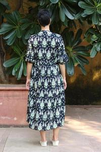 Ropa informal de calidad superior Elegante Floral Mujer Impreso Algodón puro Recto Casual Wea Maxi Vestido largo para mujer - Product Image 3