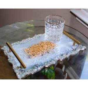 Plateau de service en résine au design classique fait à la main, pièce unique pour articles ménagers et hôtels à très rythme - Product Image 2