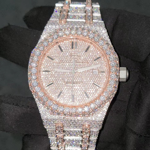 Reloj de Lujo con Diamantes de Moissanita y Cuarzo, con Correa de Acero Inoxidable, Reloj Personalizado para Hombre - Product Image 1