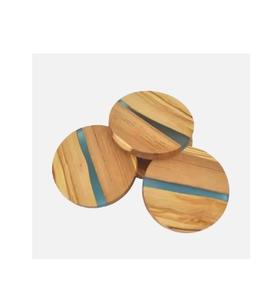 100% Dessous de verre en bois époxy en résine faite à la main écologique Art moderne Design antique CONCEPTIONS ÉLÉGANTES Couleur personnalisée Maison durable - Product Image 1