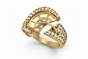 Bague de déclaration moderne en or 14 carats et diamants naturels croisés pour femmes - Product Image 3