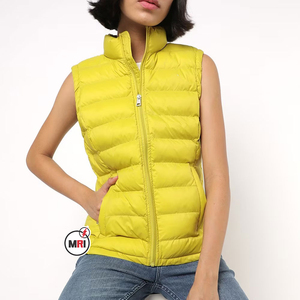 <b>Women's</b> <b>Lightweight</b> 100% polyester yellow Winter <b>Jacket</b> Custom Waistcoat with Breathable Plus Size Option Outer Wear Puffer vest - Product Image 1