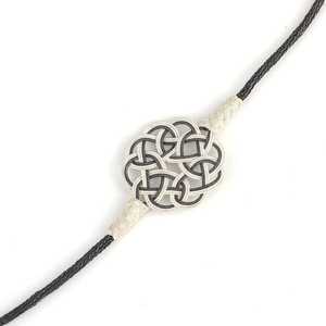 999 Sterling Silver Kazaz Bracelet Fine <b>String</b> White and <b>Black</b> Love Knot Design - Product Image 3