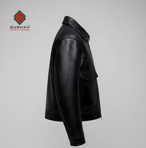 Veste de motard en cuir de mouton faite à la main |   Veste de pilote courte pour homme |   Vêtements d'extérieur d'hiver vintage |   Cadeau pour lui - Product Image 4