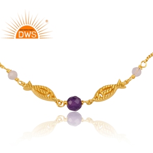 Pulsera de plata de ley 18k con múltiples piedras naturales chapadas en oro, joyería personalizada - Product Image 2