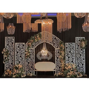 White Glamorous <b>Wedding</b> Laser Cut <b>Frames</b> Laser Cut <b>Frames</b> for <b>Wedding</b> Stage Decor Laser Cut White Backdrop <b>Frames</b> Decor USA - Product Image 1