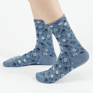 Chaussettes en coton tricotées pour femmes - Fournisseur ODM - Chaussettes décontractées respirantes à imprimé floral - Style coréen - Usage quotidien - Product Image 3