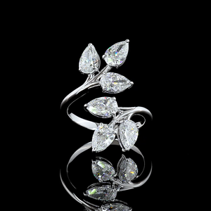 Ensemble de bague de fiançailles en or blanc 14 carats avec diamant en forme de poire, demi-éternité, 3 carats - Product Image 2