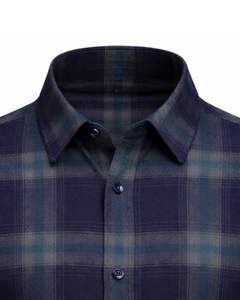 Camisa a Cuadros para Hombre, Manga Larga, Estilo Casual de Franela, Color Azul Marino y Verde, Fabricante Personalizado, Venta al por Mayor, OEM - Product Image 4