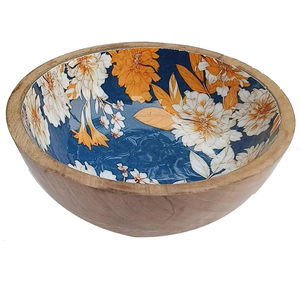 Ensaladera de madera moderna con diseño impreso esmaltado y cuenco redondo de madera de mango de grado alimenticio - Product Image 6