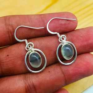 Offre Spéciale 925 boucles d'oreilles en argent Sterling faites à la main naturel Prehnite pierres précieuses religieux or bijoux crochet pour les mariages fêtes - Product Image 1