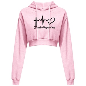 Custom Logo Factory Manufacturer <b>Women's</b> 100% Cotton Crop <b>Top</b> Hoodie Set - Product Image 1