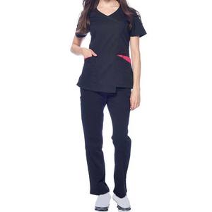 Meilleures ventes d'uniformes hospitaliers à col en V pour femmes coton polyester gommage médical chemises à manches courtes pantalons ensembles médicaux tricotés - Product Image 1