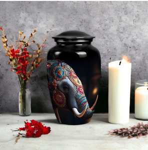 Ornate Luxury Stainless Steel Elephant Pet Urns <b>for</b> Cremation <b>Ashes</b> Modern Design <b>Keepsake</b> Decorative Infant & Adult Funeral Urn - Product Image 2