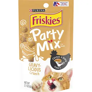 Natural Cat Treats Party Mix Yums naturels avec du vrai saumon et des vitamines, des minéraux et des nutriments ajoutés-20 oz. Canister