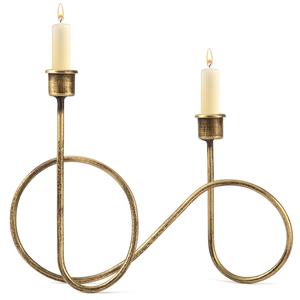 Portavelas de forma única con acabado brillante de Color dorado personalizado compatible con 3 velas, tamaños 9L X 9W X 21H Cm - Product Image 2