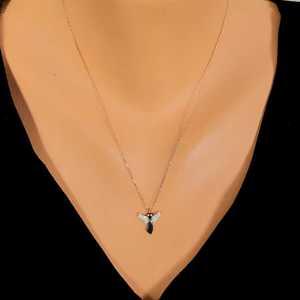 925 Sterling Silver <b>Angel</b> Model <b>Crystal</b> Necklace with Pink Black White Stones - Product Image 1