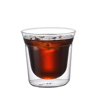 Tasse à café/thé/lait en verre borosilicate à double paroi à simple ouverture