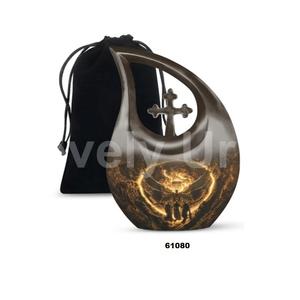 Venta caliente Hermosa cruz lágrima gota católica cremación adulto urna para cenizas humanas con bolsa de terciopelo gratis - Product Image 2