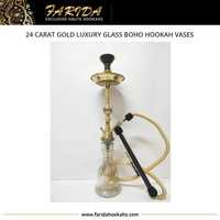 Nouveauté 2025 – Meilleure Qualité – Vase à Chicha Bohème en Verre Laqué Luxe Or Égyptien 24 Carats – Chicha Farida 30cm – Design Unique et Miniature