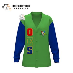 Custom Manufacturer Order Of Easter Star <b>Women</b> Classical Sorority V-Neck Cardigan OES Cardigan Stripe Knitted Sweater <b>Top</b> - Product Image 5