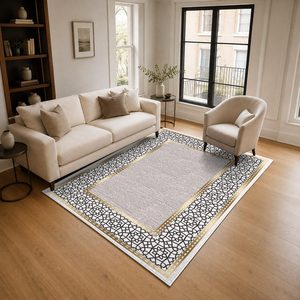 Tapis de salon en chenille antidérapant, motif neutre multicolore imprimé numériquement, lavable en machine, vente en gros - RUGS DEPOT LXDP-0096 - Product Image 2
