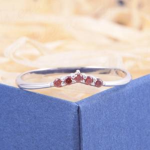 Bijoux pour femmes Bague en argent style bohème Bijoux en argent sterling 925 avec grenat et pierres précieuses Bague faite à la main Cadeau pour l'amour - Product Image 4