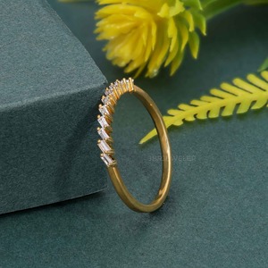 Popular Style IGI Certified VVS <b>Emerald</b> Lab Grown Diamond 14k Solid Gold Half Eternity Wedding <b>Band</b> <b>Ring</b> Fine Fashion Jewelry - Product Image 6