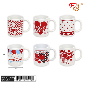 3.8\" Modern & <b>Cute</b> Valentine Ceramic <b>Mug</b> 200/400ml Stoneware Microwave & Thermal Safe with Lid Healthy Business Gifts ODM Model - Product Image 1