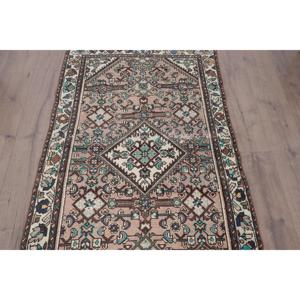 Turkish Vintage Rug 3.3x5.6 ft (101x171 cm), <b>Brown</b> <b>Wool</b> Rug - Product Image 3