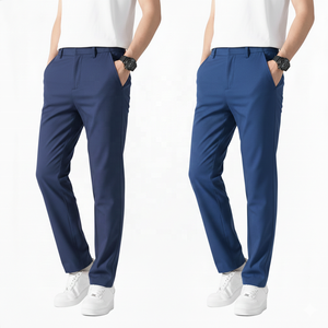 Pantalón de Traje Casual para Hombre, Teñido, de Sarga, Peso Medio, Ecológico y Transpirable, con Cierre de Cremallera, en Materiales de Spandex/Poliéster - Product Image 2