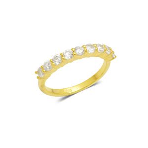 Anillo de Plata de Ley Chapado en Oro de 18k Hecho a Mano con Circonita Natural en Forma de Piedra Tallada, Joyería Fina Ajustable, Anillo de Boda para Mujer Brillante - Product Image 2