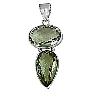 Colgante de Plata 925 con Amatista Verde para Mujer, Joyería Artesanal con Piedras Preciosas, Diamante Talla Esmeralda en Oro Rosa, Dije con Diseño de Dibujos Animados - Product Image 3