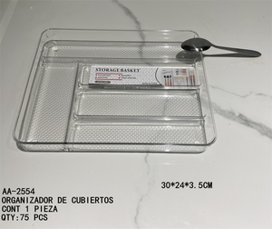 Organizer in Acrilico con 5 Scomparti, Antiscivolo, Trasparente, Stampato a Iniezione, Cassetto Singolo per Posate, Trucchi, Scrivania - Product Image 2