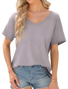 Camisetas de manga corta para mujer 100% algodón liso en blanco cuello redondo verano señoras camisetas mujeres camisetas Casuales - Product Image 5