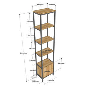 Étagère compacte en bois de caoutchouc avec structure en fer KS68181, type sur pied pour salon - Product Image 5