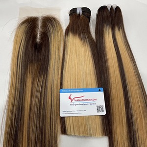 <b>Piano</b> Color Bone Straight Bundle and Lace Hair Bundles Ready to Ship Cheap Human Hair Bundles - Product Image 4