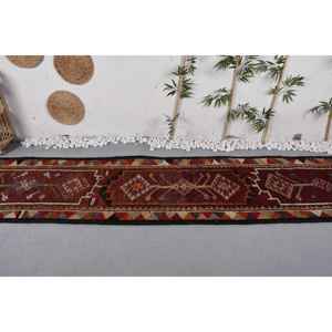 Vintage Turkish Kilim Rug Large Area 2.9 X 13.3ft Classic Rectangle Patchwork Pattern <b>Red</b> Wool Material <b>Latex</b> Backing for Teens - Product Image 3