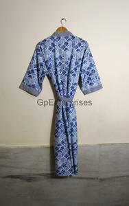 Kimono de algodón azul con estampado Floral para mujer, hermosa bata de verano, bata de Casa suave para damas de honor de otoño y primavera - Product Image 2