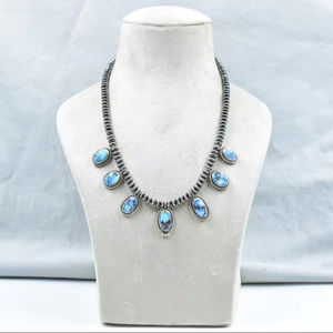 Collier en argent sterling Golden Hill Turquoise fait à la main avec chaîne réglable - Product Image 1