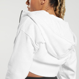 Custom Logo Women <b>Zip</b> <b>up</b> Hood Training Sports Wear Gym Workout Oversize <b>Crop</b> <b>Zip</b> <b>up</b> Hoodie Women - Product Image 2