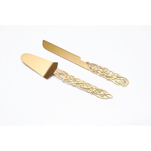 Juego de cuchillo y servidor de acero inoxidable de 2 piezas aceptado con logotipo y tamaño personalizados de nuevo estilo al por mayor para cumpleaños, bodas y eventos - Product Image 5