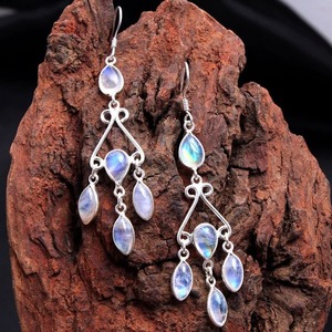 Pendientes de Ópalo para Mujer, Ópalo de Fuego Azul, Plata de Ley 925, Chapado en Oro Rosa, Joyería Moderna para Regalo de Boda o Fiesta - Product Image 2
