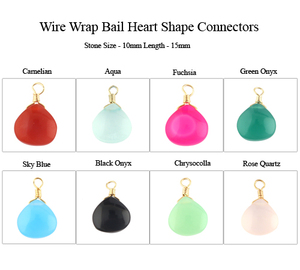 Holesale-Colgante de Calcedonia en forma de corazón para joyería, Conector de Latón chapado en oro para joyería artesanal - Product Image 3