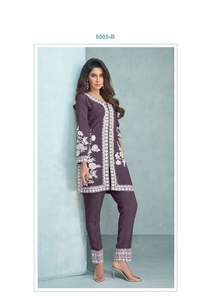 Tenue indienne élégant meilleur tissu vêtements ethniques bonne qualité rayonne Co Ord ensemble avec fil travail femmes mode exportateur - Product Image 5