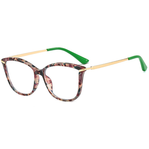 Gafas graduadas para mujer, monturas ópticas, Anti-azul, rosa claro, ceja TR90, Ojo de gato cuadrado, aleación óptica dorada - Product Image 5